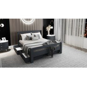 Resim Ninnimo Ni̇nni̇mo Arya Çi̇ft Ki̇şi̇li̇k 160X200 Yatak Uyumlu Antrasit Çekmeceli̇ Karyola - Açy-4 