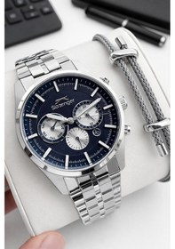 Resim Slazenger İtalyan Tasarım Bileklik Hediyeli 2 Yıl Garantili 10 Atm Çelik Erkek Kol Saat Esl.2483.02 Gümüş 