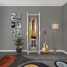 Resim Kenzlife gardırop 2 kapaklı kapılı krizantem 168*50*42 byz ayaklı gardolap dolap 