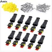 Resim 10 adet 2 Pin Yol Elektrik Bağlayıcısı, Erkek Dişi Fiş Soketi Hızlı Bağlantı Fişi, 18AWG Araba Su Geçirmez Tel için Araba Kamyon, Motosiklet, Tekne 