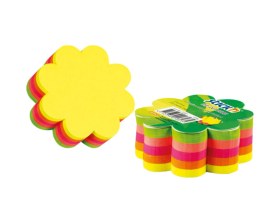 Resim Stickn 67x67mm Küp Blok Neon 5 Renk Çiçek Şekilli Yapışkanlı Not Kağıdı 250 Yp. 3 Paket 