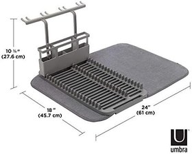 Resim Umbra Udry bulaşıklık ve mikrofiber kurutma matı, yerden tasarruf sağlayan tasarım, kolay saklama için katlanır, kutulu raf, gri 