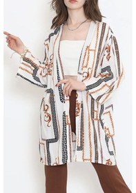 Resim Desenli Kimono Beyazkahve - 1658.1095. Çok Renkli 