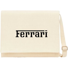 Resim Ferrari Text Black Krem Kanvas Postacı Çantası - Krem 