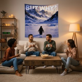 Resim But why Penguen Duvar Örtüsü - 135 cm x 135 cm 