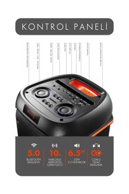 Resim Powerway Duo Taşınabilir Mikrofonlu 20x2 W Karaoke Ses Kayıt Bluetooth Hoparlör Led Işıklı 