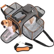 Resim Kedi Köpek Taşıyıcı - Havayolu Onaylı Genişletilebilir Yumuşak Yan Cepli Kedi Taşıyıcı, Çıkarılabilir Polar Ped ve Cebi İle, Kediler/Yavru Köpekler ve Küçük Hayvanlar İçin Büyük (2 Yan Genişletilebilir) Seyahat Kedi Taşıyıcıları Küçük Köpekler İçin 