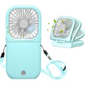 Resim Mini Taşınabilir Usb Şarj Edilebilir Vantilatör - 7 Kanat - 3 Hız Mavi, 