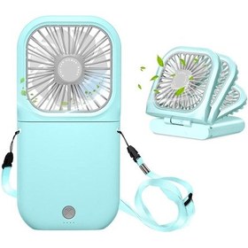 Resim Mini Taşınabilir Usb Şarj Edilebilir Vantilatör - 7 Kanat - 3 Hız Mavi, 