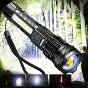 Resim ANYICE Süper Parlak Alüminyum Alaşımlı Şarj Edilebilir USB El Feneri, Yakınlaştırılabilir Parlaklık, Taşınabilir Fener, Açık Hava, Köpek Yürüyüşü ve Acil Işıklandırma için, Siyah 