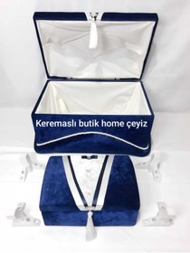 Resim keremaslı butik home çeyiz Damat Çeyiz Bohça Nişan Sandık Seti 2'li 