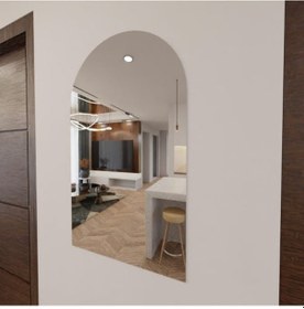 Resim 40x90 Cm Modern 3000k Led Günışıklı Kemer Banyo Aynası Arkadan Aydınlatmalı Arch Ayna, Minimalist Ve Şık Banyo Dekoru Sarı 