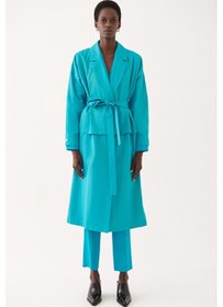 Resim Perspective Adars Rahat Kalıp Erkek Yaka Turkuaz Renk Trench Mont Çok Renkli 