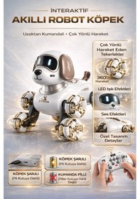 Resim 2.4 Ghz Uzaktan Kumandalı Sarjlı Dans Eden 8 Tekerli Akıllı Robotik Köpek Sesli Işıklı 23 Cm Kahverengi 