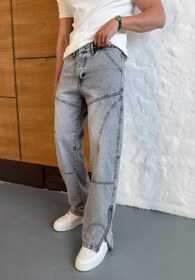 Resim DİKİŞ DETAYLI PAÇA FERMUARLI BAGGY PANTOLON • GRİ 3227 - L 