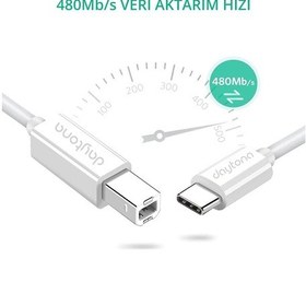Resim Daytona TB1-2 Type-C to USB B Estrüman Yazıcı Çevirici Kablo 1 M 