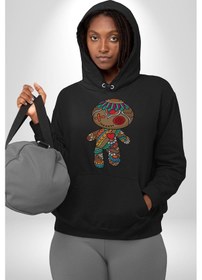 Resim Voofoo Bebeği Doll Doldurulmuş Bebek Kadın Erkek Siyah Kapüşonlu Sweatshirt Hoodie Siyah 