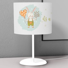 Resim instababyrooms Erkekçocuk ve Tavşan Desenli Çocuk Odası Dijital Baskılı Çocuk Odası Masaüstü Abajur Avize 