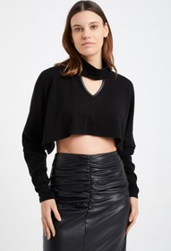 Resim Laranor Kadın Siyah Yaka Detay Triko Crop Bolero 