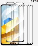 Resim Xiaomi Poco M5 5 Adet Enkay Tam Tutkal 0.26mm 9h 2.5d Temperli Cam Tam Film 