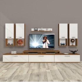 Resim Decoraktiv Ekoflex 8da Mdf Tv Ünitesi Tv Sehpası - Ceviz - Beyaz 