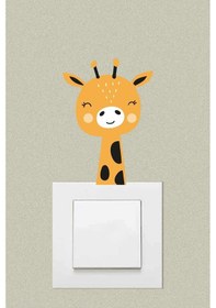 Resim Sevimli Zürafa Dekoratif Priz Sticker 13x9 Cm 