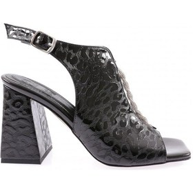 Resim Dgn 08-23y Kadin Silver Taşli Burgulu Topuklu Sandalet 08-2175-R8973 Siyah 