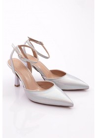 Resim Dgn 6082 Kadin Bilekten Bağlama Abiye Ayakkabi 6082-1974-R145951 Gümüş 