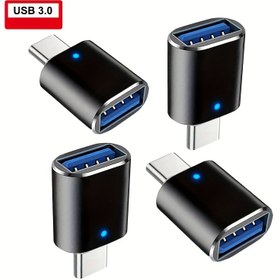 Resim USB C'den USB OTG Adaptörü, Tip C Erkekten USB3.0 Dişi OTG Dönüştürücü Bağlantı Elemanı ile LED Işık ile U Disk Veri Cihazına Sincanmak için Telefon, Laptop ve Tablet 
