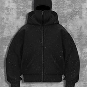 Resim Kadın Kapüşonlu Sweatshirt - Siyah Fermuarlı Kapanış, Her Mevsim Günlük ve Resmi Etkinlikler İçin Rahat Dış Giyim, Kolay Bakım Pullover Sweatshirt, Kapüşonlu Sweatshirt, Çok Yönlü Giyim, Modern Moda, Dayanıklı Kumaş, Şık Kapüşonlu Sweatshirt, Moda Sever Kadınlar, Sokak Modası Stili, Trend Tasarım, Rahat Malzeme, Moda Bilinci Olan Kadınlar 