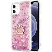 Resim Apple Iphone 12 Mini Kılıf Glitter Liquid Holder Pembe Microsonic