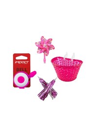 Resim 16-20 Jant Uyumlu Kız Çocuk Bisikleti Aksesuar Seti Pembe Püskül-rüzgar Gülü-ön Sepet-zil 