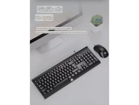 Resim HP KM100 Kablolu Türkçe Q Klavye & Mouse Set Siyah (Ramwhite Türkiye Garantili) 
