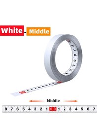 Resim Orta - Beyaz Kendinden Yapışkanlı Mezura Paslanmaz Çelik Tezgah Cetveli Yapışkan Destekli Mezura Metrik Terazi Paslanmaya Dayanıklı Dayanıklı Cetvel 