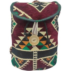 Resim Anatolian Carpet Hand Made Design Sırt Çantası -heybe Çanta - Düğmeli Bordo 