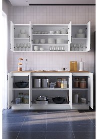 Resim Aver Mutfak Dolabı Alt Üst Modül 180 Cm Tezgah Dahil Beyaz 