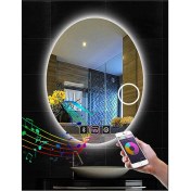 Resim Global Led Mirror 55X75 cm Bluetoothlu Makyaj Aynalı Buğu Yapmayan Ledli Elips Banyo Aynası 