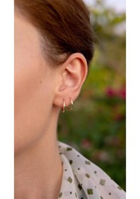 Resim Altın İki Çift Halka Küpe 