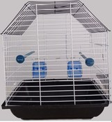 Resim Albatros İki Kapılı İki Yemlikli Geniş Siyah Kuş Kafesi 