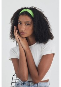 Resim Kadın Pamuklu Penye, Kaymaz, Yumuşak, Esnek, Stilinle Öndesin Saç Bandı Bandana - Tek Ebat / Yeşil Yeşil 