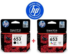 Resim HP 653 Siyah 3YM75AE + HP 653 Renkli 3YM74AE Orijinal Kartuş Seti 
