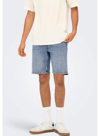 Resim Only & Sons Erkek Onsweft Regular Fit Jean Şort 22032927 Mavi Mavi 