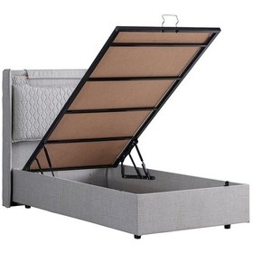 Resim Setaymobilya Baza, Zagreb Tek Kişilik Baza + Başlık Seti, Açık Gri 