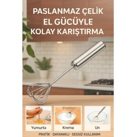 Resim Paslanmaz Çelik Bas-Çek Manuel Çırpıcı Mikser 