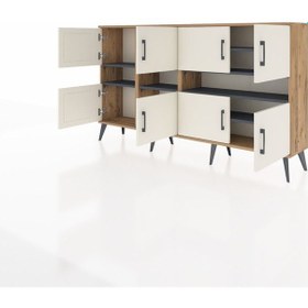 Resim Arges Konsol 8 Raflı 8 Kapaklı 176x30x99 Çam-aytaşı/antrasit Aytası/antrasıt - Atlas Çam 