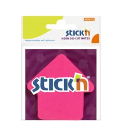 Resim Stickn Die-cut Notes Yapışkanlı Not Kağıdı - Neon Pembe Arrow 