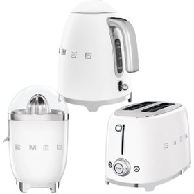 Resim Smeg Beyaz Kettle-1x2 Ekmek Kızartma Makinesi Ve Narenciye Sıkacağı Seti 