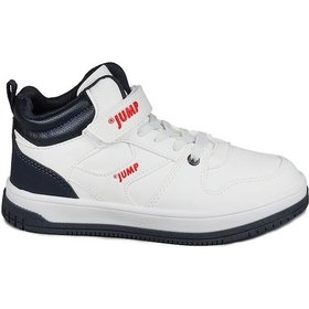 Resim Jump 27758 Cırtlı Yüksek Bilekli Beyaz - Lacivert Üniseks Çocuk Sneaker Günlük Spor Ayakkabı 