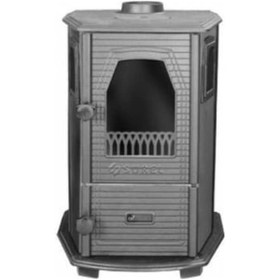 Resim Sürel 5114 Siyah 3 Camlı Salon Şömine Uyuyan Kömür Odun Sobası Bordo 