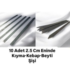 Resim 10 Adet Adana Kebap Beyti Şişi En 2.5 Cm,boy 60 Cm,kıyma Şişi 